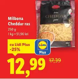 Lidl Milbona Cheddar ras Ofertă