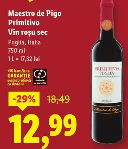 Lidl Maestro de Pigo Primitivo Vin rosu sec Puglia, Italia Ofertă
