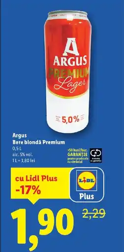 Lidl ARGUS Bere blondǎ Premium Ofertă
