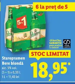 Lidl Staropramen Bere blondǎă Ofertă