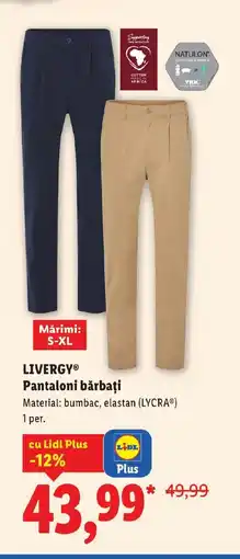 Lidl LIVERGYⓇ Pantaloni bărbați Ofertă