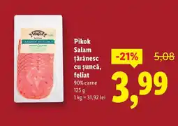Lidl PIKOK Salam țărănesc cu șuncă, feliat Ofertă