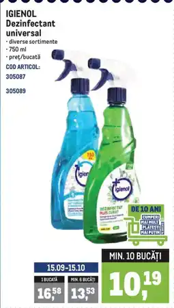 Metro IGIENOL Dezinfectant universal Ofertă
