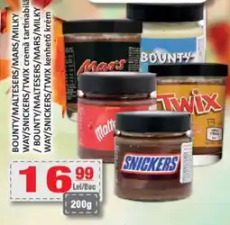 CBA BOUNTY/MALTESERS/MARS/MILKY WAY/SNICKERS/TWIX cremă tartinabilǎ Ofertă