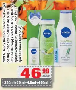 CBA NIVEA Happy Balance pachet cadou (gel de duş + deo roll + balsam de buze + loțiune de corp) Ofertă
