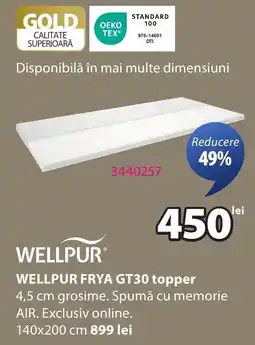 JYSK WELLPUR FRYA GT30 topper Ofertă