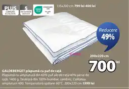JYSK GALDEBERGET plapumă cu puf de rață Ofertă