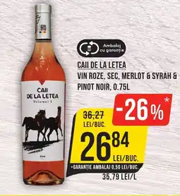 Mega Image CAII DE LA LETEA Vin roze, sec, merlot & syrah & pinot noir Ofertă