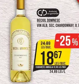Mega Image BECIUL DOMNESC Vin alb, sec, chardonnay Ofertă