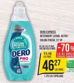 Mega Image DERO Express Detergent lichid, activ/ color/fresh, 37 sp. Ofertă