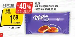 Mega Image MILKA Mini biscuiti cu ciocolată, choco mini stars Ofertă