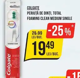 Mega Image COLGATE Periuță de dinţi, total foaming clean medium single Ofertă