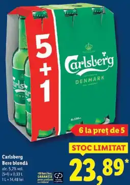Lidl Carlsberg Bere blondǎ Ofertă