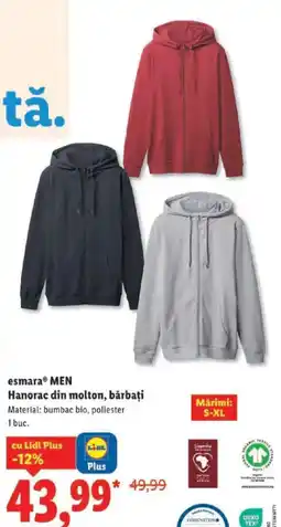 Lidl EsmaraⓇ MEN Hanorac din molton, bărbați Ofertă