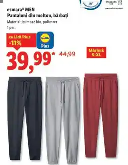 Lidl EsmaraⓇ MEN Pantaloni din molton, bărbați Ofertă