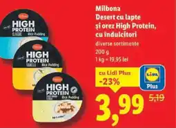 Lidl Milbona Desert cu lapte şi orez High Protein, cu îndulcitori Ofertă