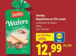 Lidl Sondey Napolitane cu 72% cremă Ofertă