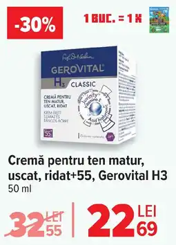 Carrefour Cremă pentru ten matur, uscat, ridat+55, Gerovital H3 Ofertă