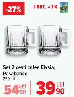 Carrefour Set 2 ceşti cafea Elysia, Pasabahce Ofertă