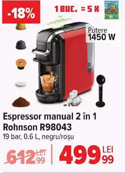 Carrefour Espressor manual 2 în 1 Rohnson R98043 Ofertă