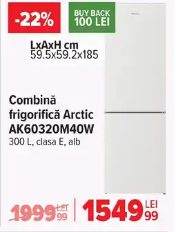 Carrefour Combinǎ frigorifică Arctic AK60320M40W Ofertă