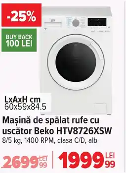 Carrefour Maşină de spălat rufe cu uscător Beko HTV8726XSW Ofertă