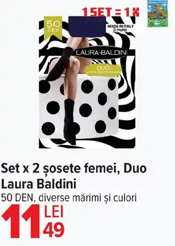 Carrefour Set x 2 şosete femei, Duo Laura Baldini Ofertă