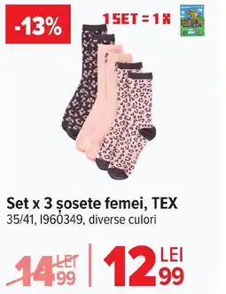 Carrefour Set x 3 şosete femei, TEX Ofertă