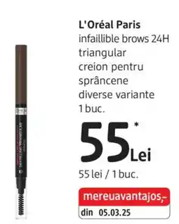 DM L'Oréal Paris infaillible brows 24H triangular creion pentru sprâncene Ofertă