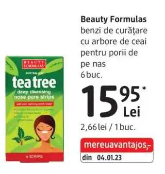 Beauty Formulas benzi de curăţare cu arbore de ceai pentru porii de pe nas