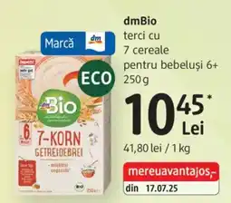 DM DmBio terci cu 7 cereale pentru bebeluşi 6+ Ofertă