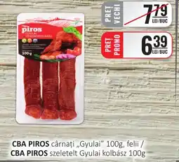 CBA CBA PIROS cârnați „Gyulai", felii Ofertă
