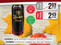 CBA ZIMBRU bere blondă Premium 5% alc. Ofertă