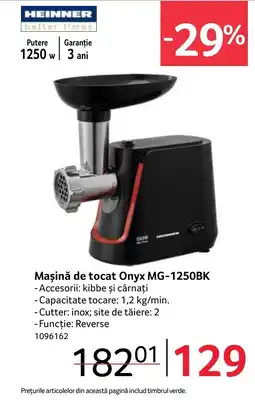 Selgros HEINNER Maşină de tocat Onyx MG-1250BK Ofertă
