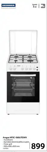 Selgros HEINNER Aragaz HFSC-S60LITGWH Ofertă