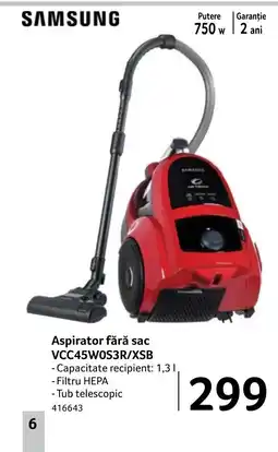 Selgros SAMSUNG Aspirator fără sac VCC45W0S3R/XSB Ofertă