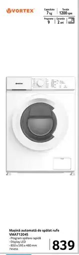 Selgros VORTEX Maşină automată de spălat rufe VMA71204S Ofertă