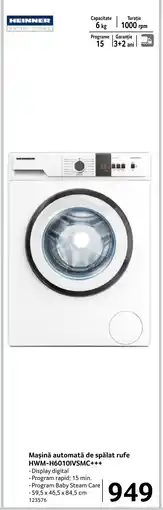 Selgros HEINNER Maşină automată de spălat rufe HWM-H6010IVSMC+++ Ofertă