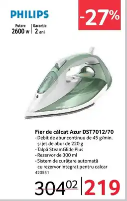 Selgros PHILIPS Fier de călcat Azur DST7012/70 Ofertă