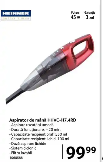 Selgros HEINNER Aspirator de mână HHVC-H7.4RD Ofertă