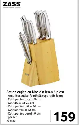 Selgros ZASS Set de cuțite cu bloc din lemn Ofertă