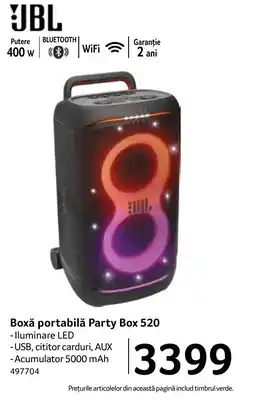 Selgros JBL Boxǎ portabilă Party Box 520 Ofertă