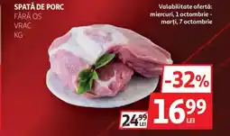 Auchan Spată de porc fără os vrac Ofertă
