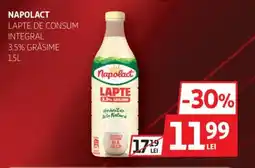 Auchan NAPOLACT Lapte de consum integral 3.5% grăsime Ofertă