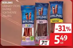 Auchan BERLINKI Cârnaţi sticks Ofertă