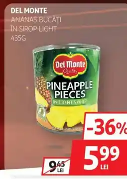 Auchan DEL MONTE Ananas bucăţi în sirop light Ofertă