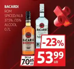 Auchan BACARDI Rom spiced/alb 37.5%/35% alcool Ofertă