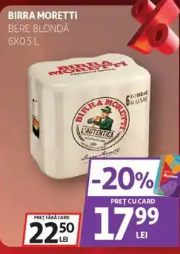 Auchan Birra Moretti bere blondă Ofertă