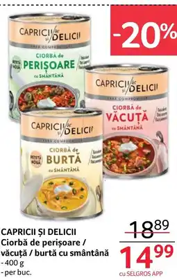 Selgros CAPRICI Ciorbă de perișoare / văcuţă/burtă cu smântână I ȘI DELICII Ofertă