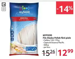 Selgros MYFOOD File Alaska Pollok fără piele Ofertă